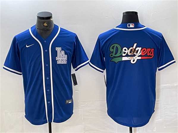 Mens Los Angeles Dodgers Team Big Logo Blue Cool Base Stitched Baseball Jerseys->los angeles dodgers->MLB Jersey